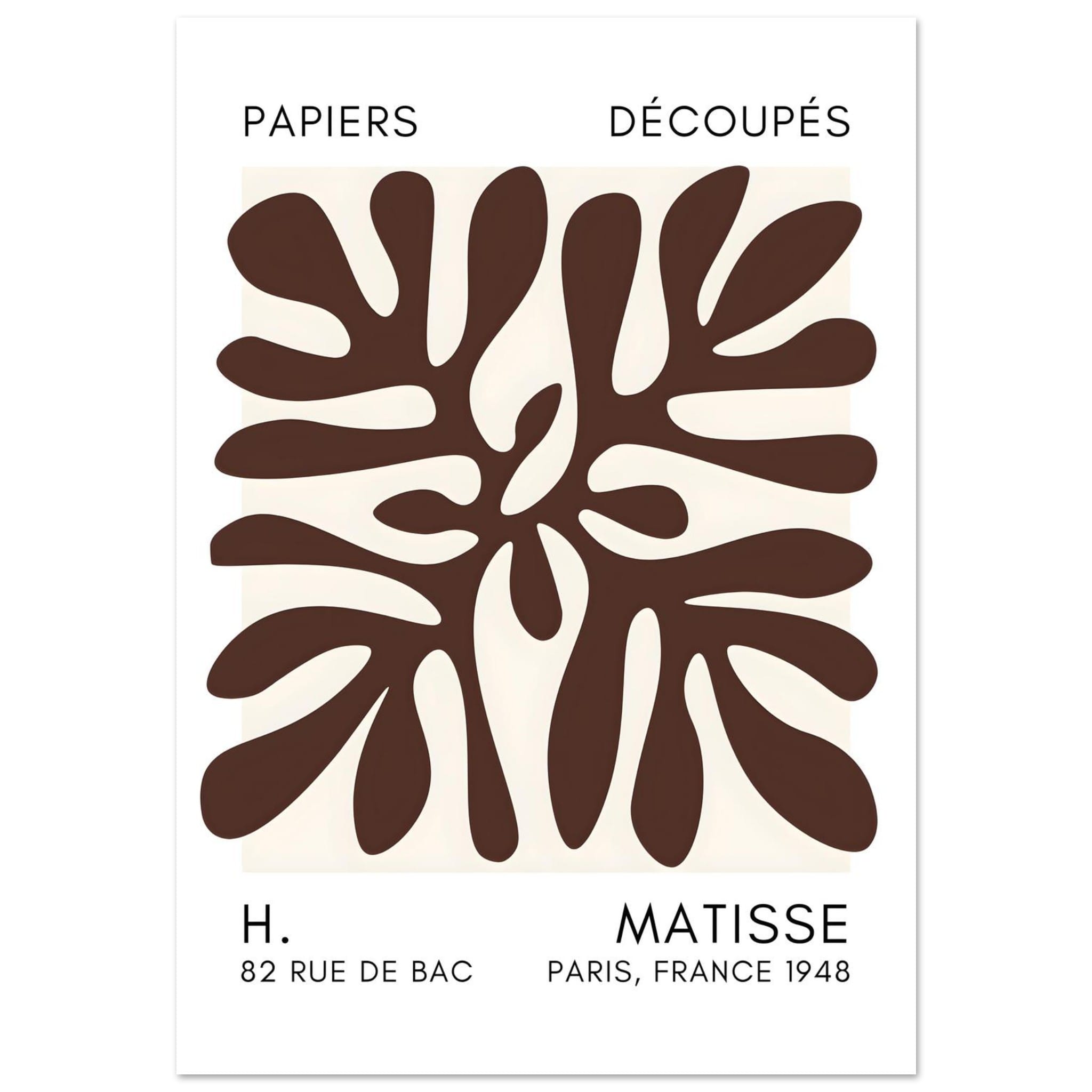 Artfulprints Poster Matisse - Deep ocean brown  - 70x100 cm - Bruin