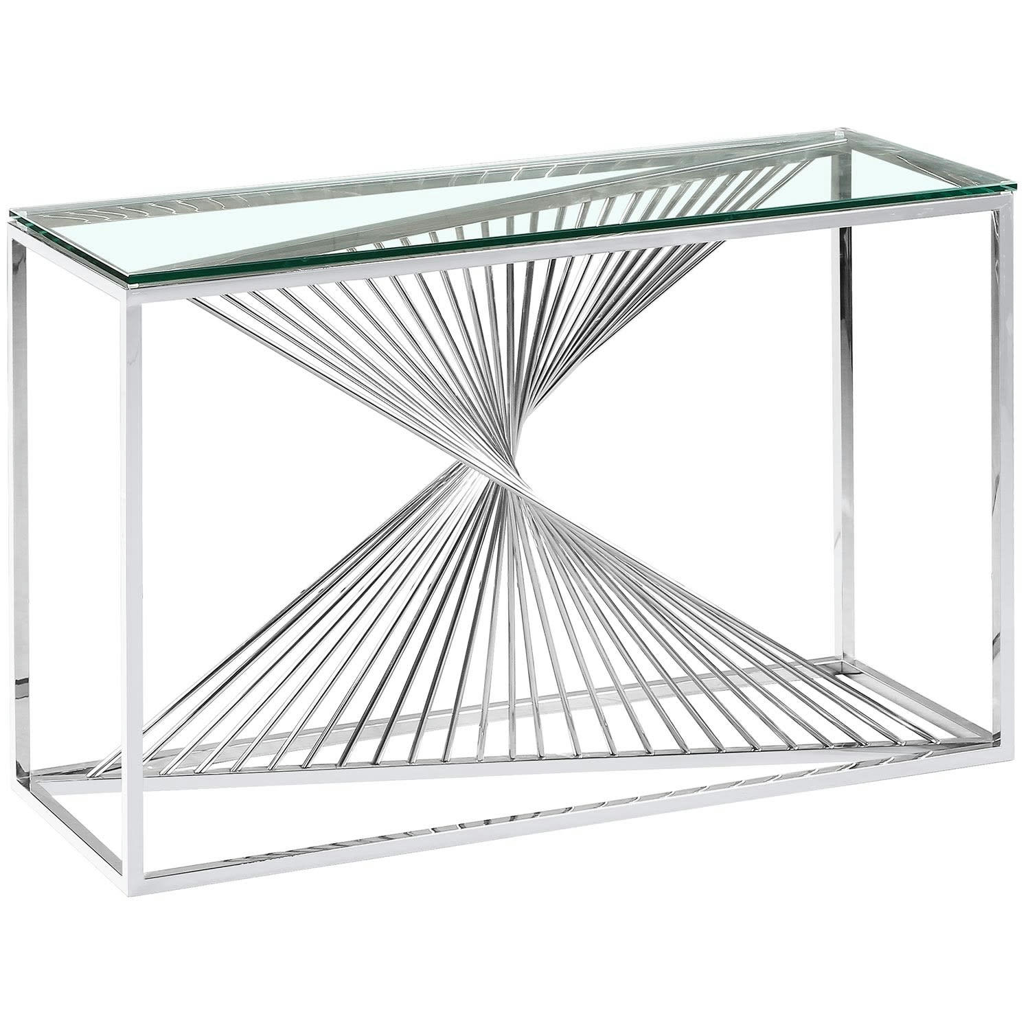 BRITANNIA - Console  en verre transparent et pieds argent