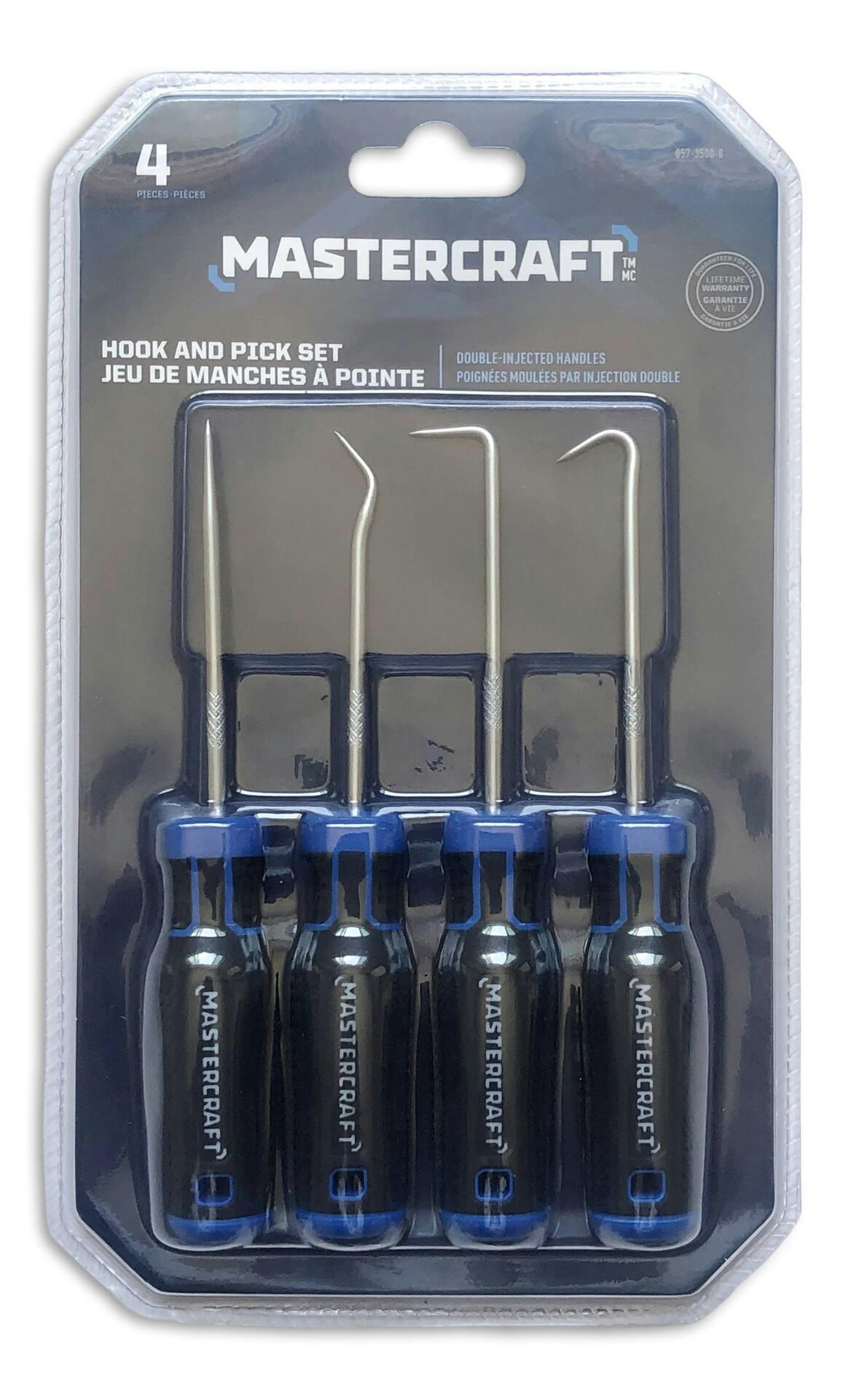 Mastercraft 4-pc Hook & Pick Set, AWL, 90-Degree, 45-Degree and Hook