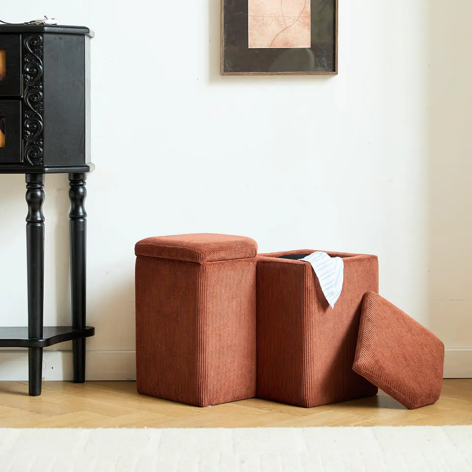 Scandinavische Velours Terracotta Woonkamerpoef