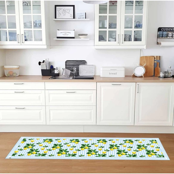 Vinyl Teppich »Fortuna«, BxL:255 cm x 65 cm, blau|weiß|gelb