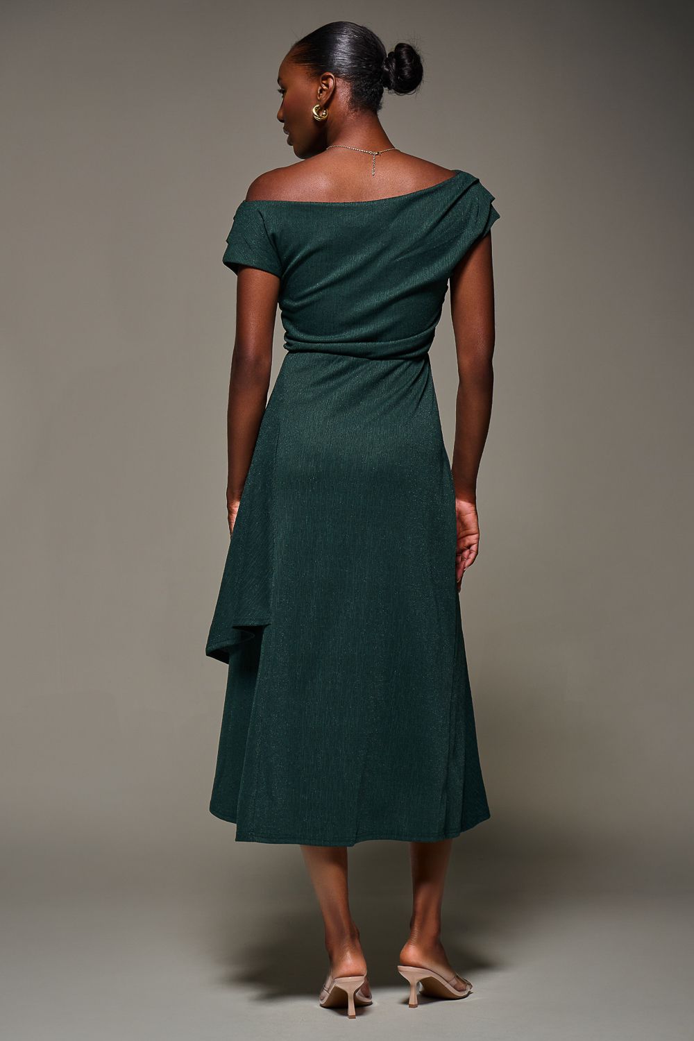 Jolie Moi Draped Jersey Cowl Neck Midi Dress