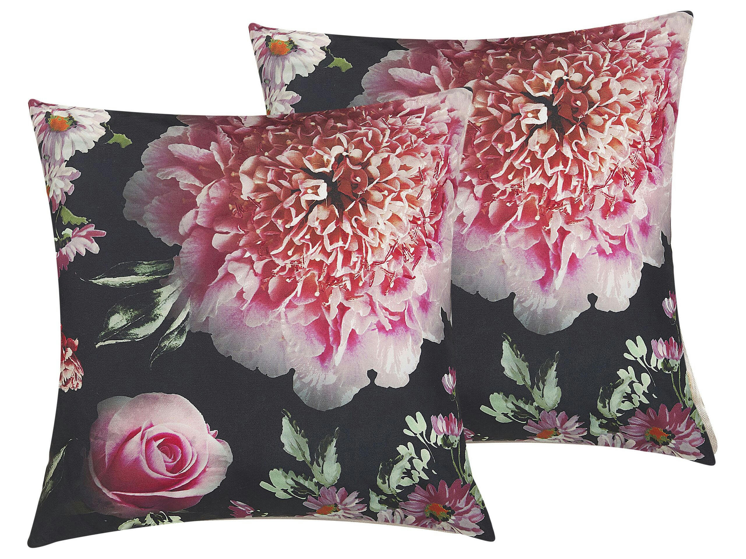 HEDERA - Lot de 2 coussin décoratifs en tissu noir 45x6cm