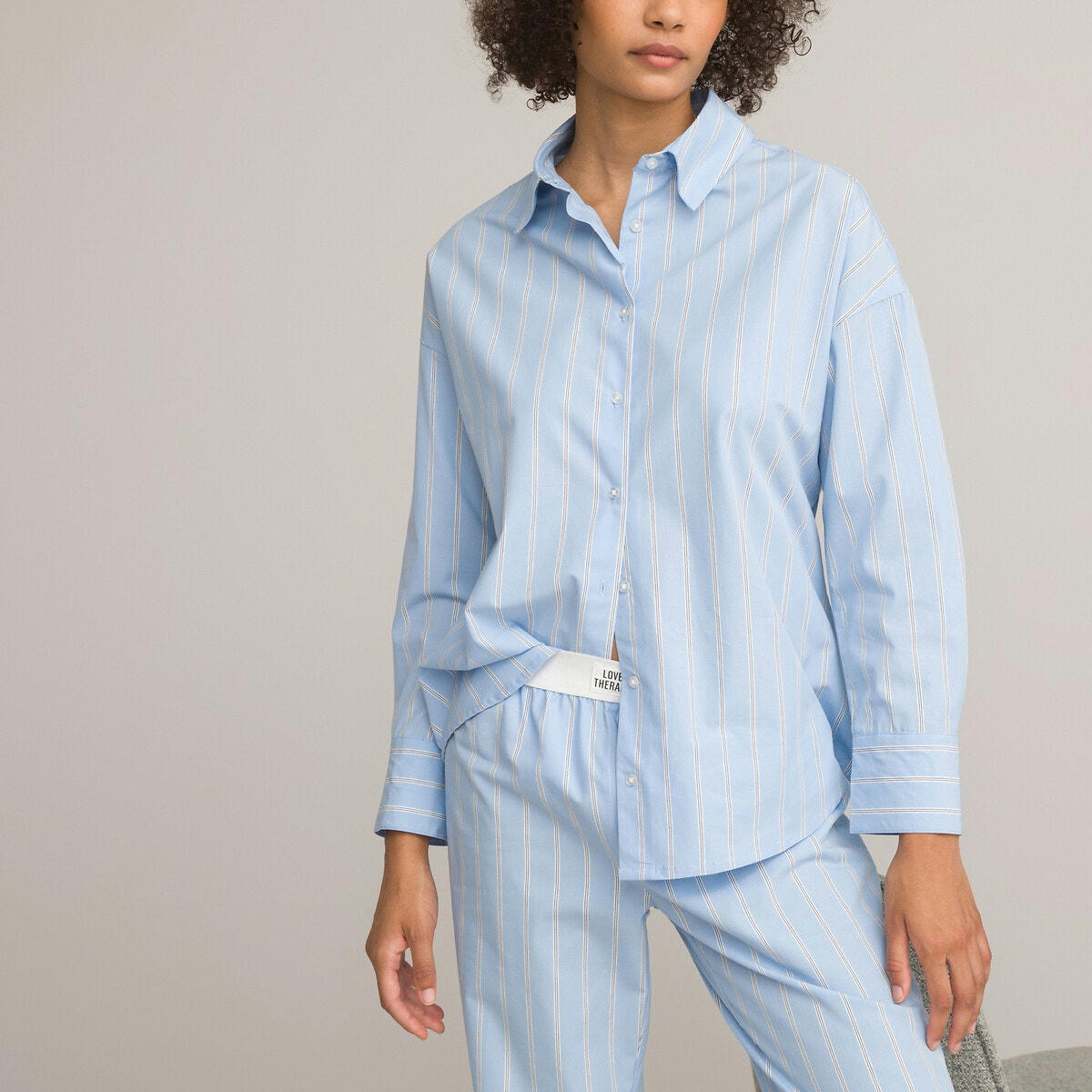 Pyjama style grand-père manches longues rayé