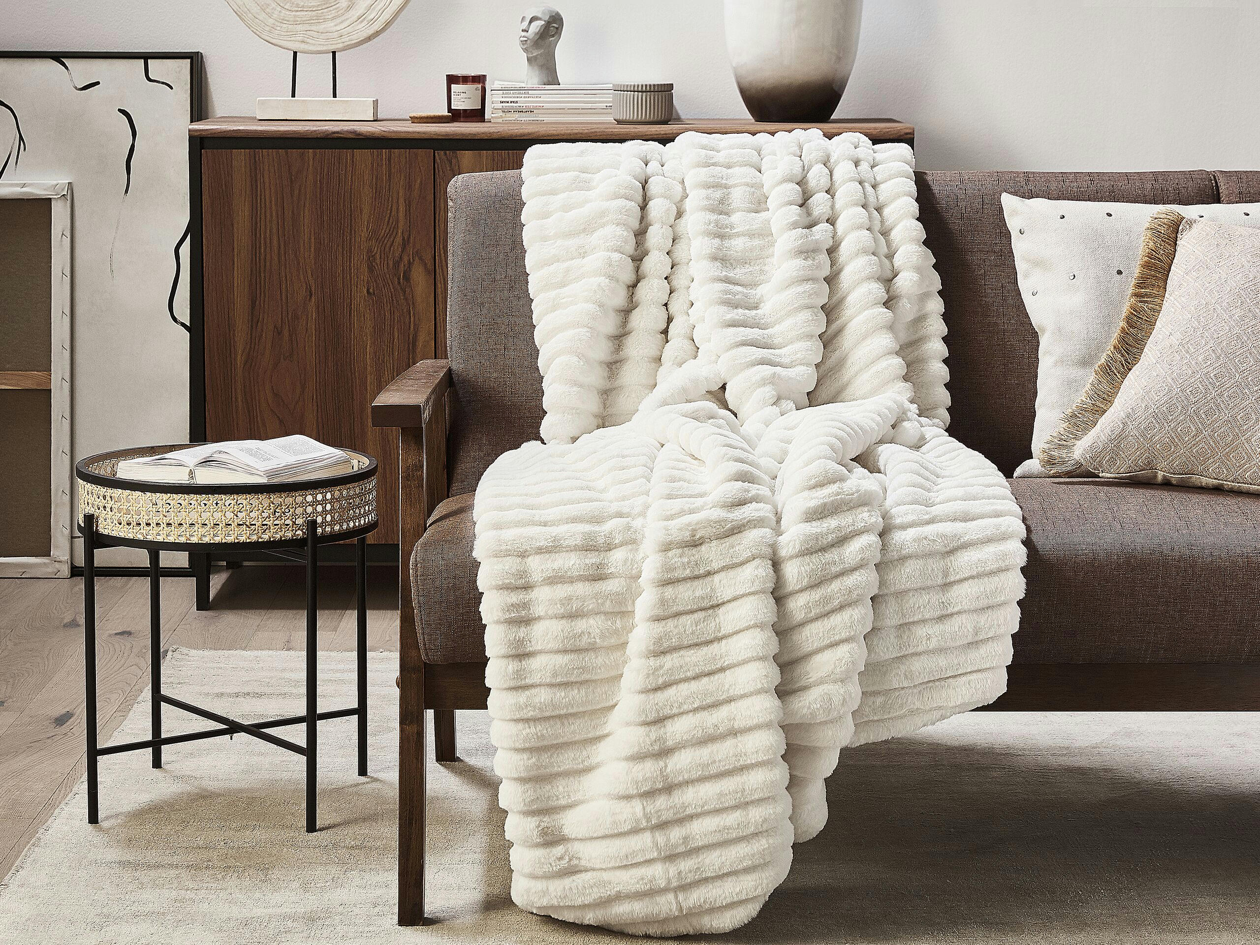 ABTEH - Couverture en polyester blanc 200x150cm