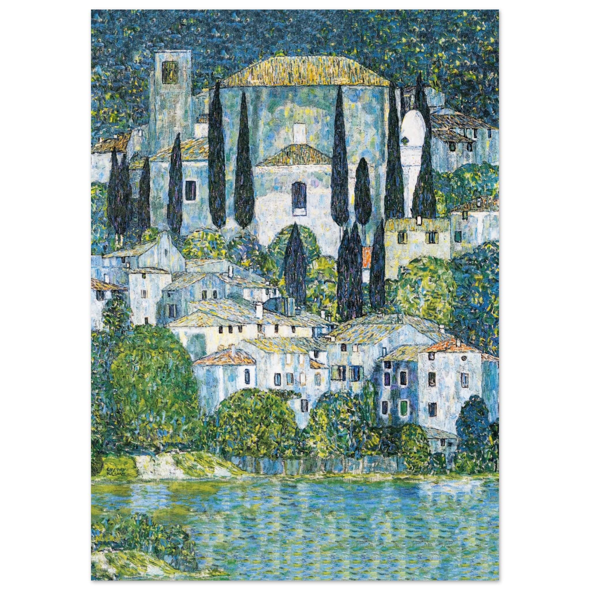 Artfulprints Poster Gustav Klimt - Church in Cassone  - 50x70 cm - Donkergroen