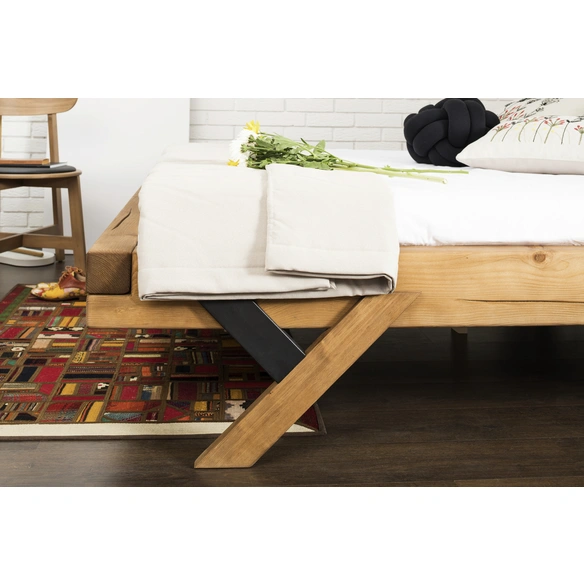Balkenbett, Fichtenholz, Vintage-Finish, Y-Beine
