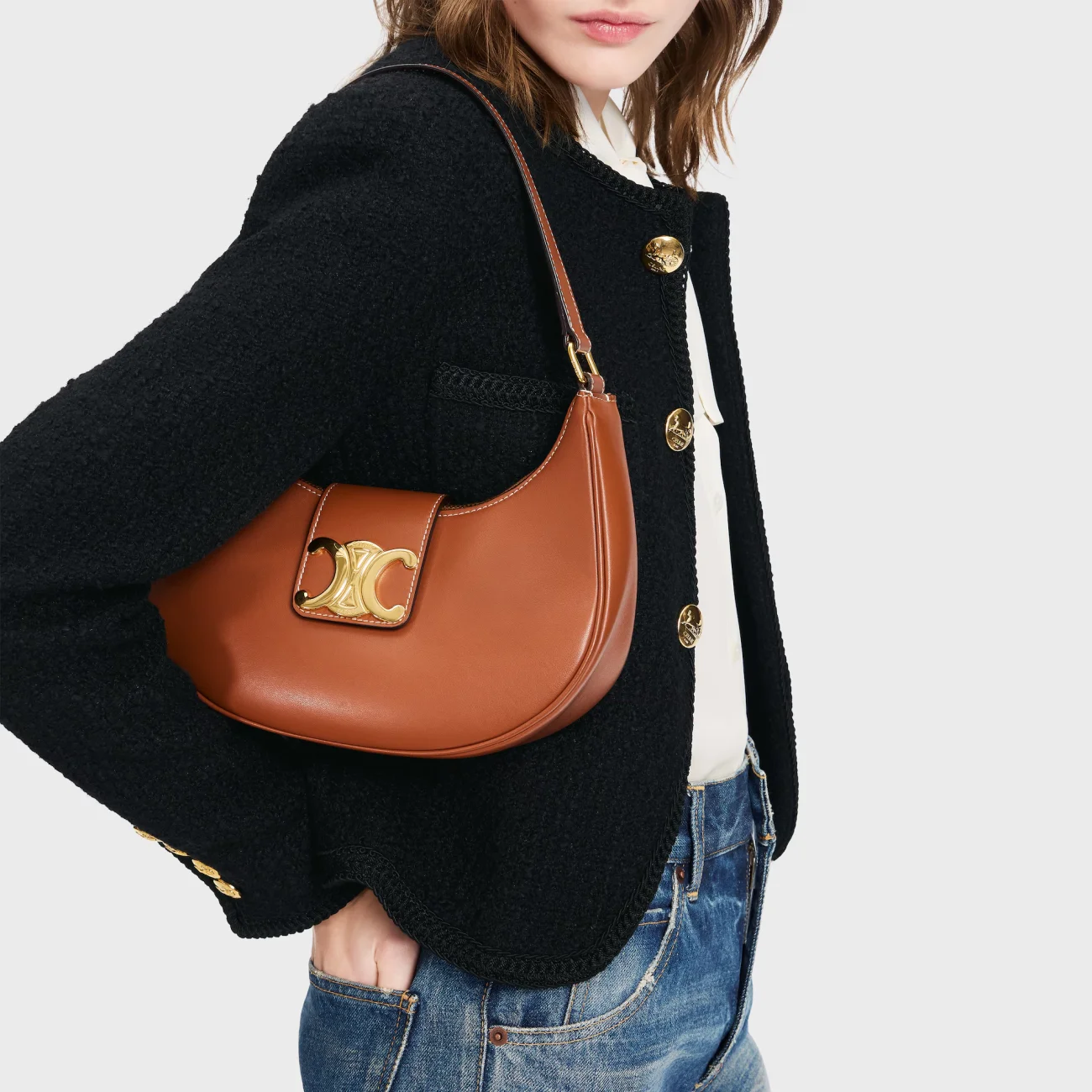 Celine Medium Ava Triomphe Bag In Smooth Calfskin