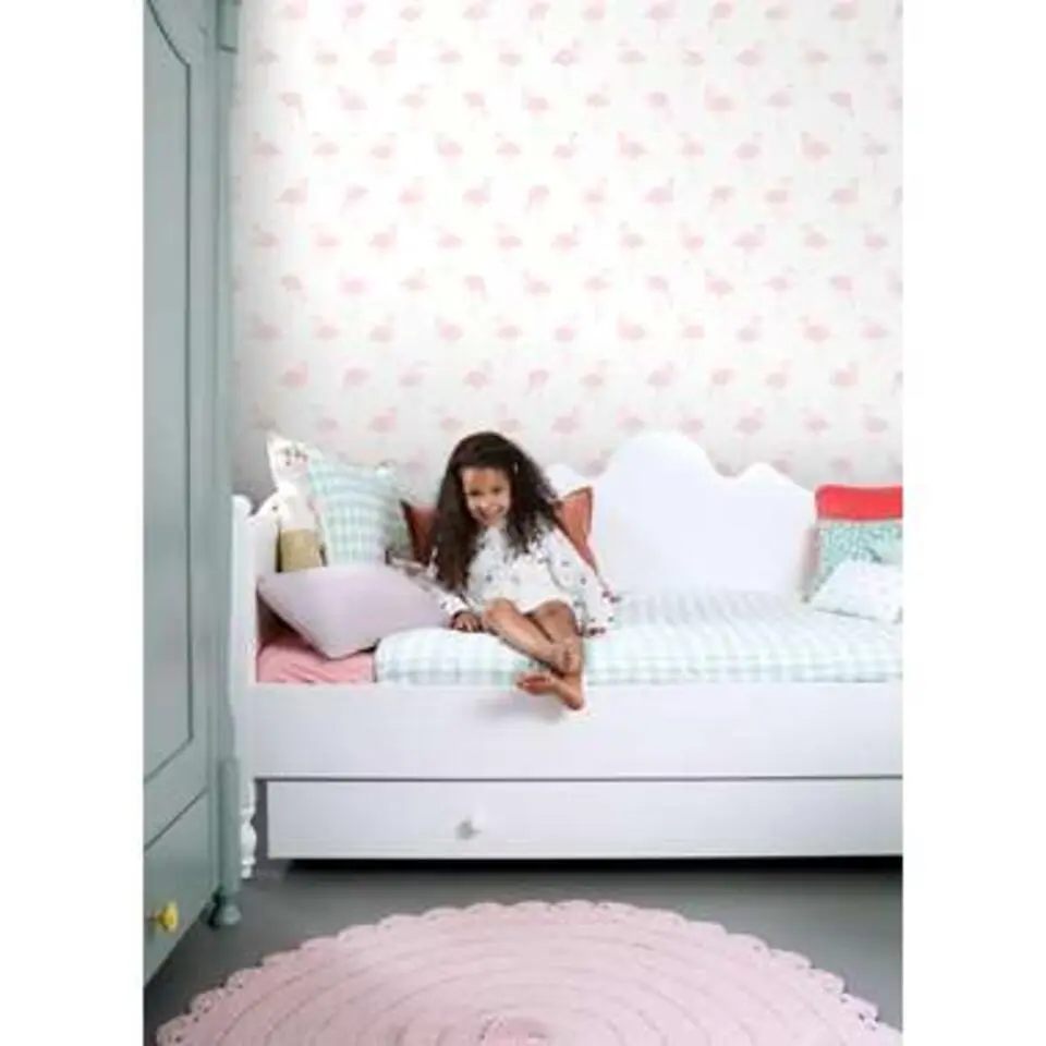 ESTAhome behang - flamingo's - licht roze en wit - 53 cm x 10.05 m