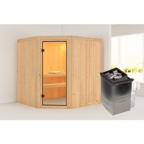Sauna »Suurupi«, BxTxH: 196 x 178 x 198 cm, 9 kW Ofen mit interne Steuerung , für 3 Personen