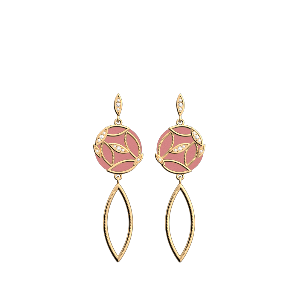 Boucles d'oreilles Arbre de Vie, cuirs réversibles Pétunia / églantine