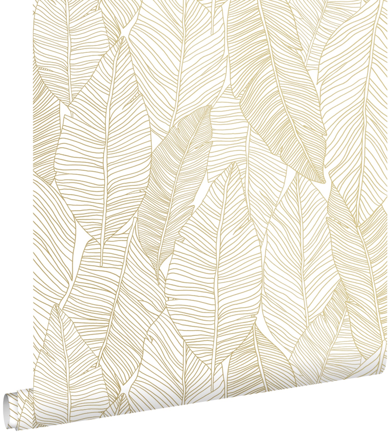 ESTAhome behang getekende bladeren wit en goud - 53 cm x 10.05 m - 139125