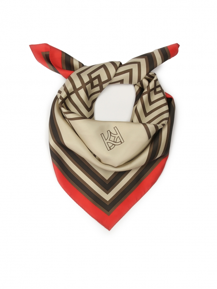 Beige and brown silk scarf