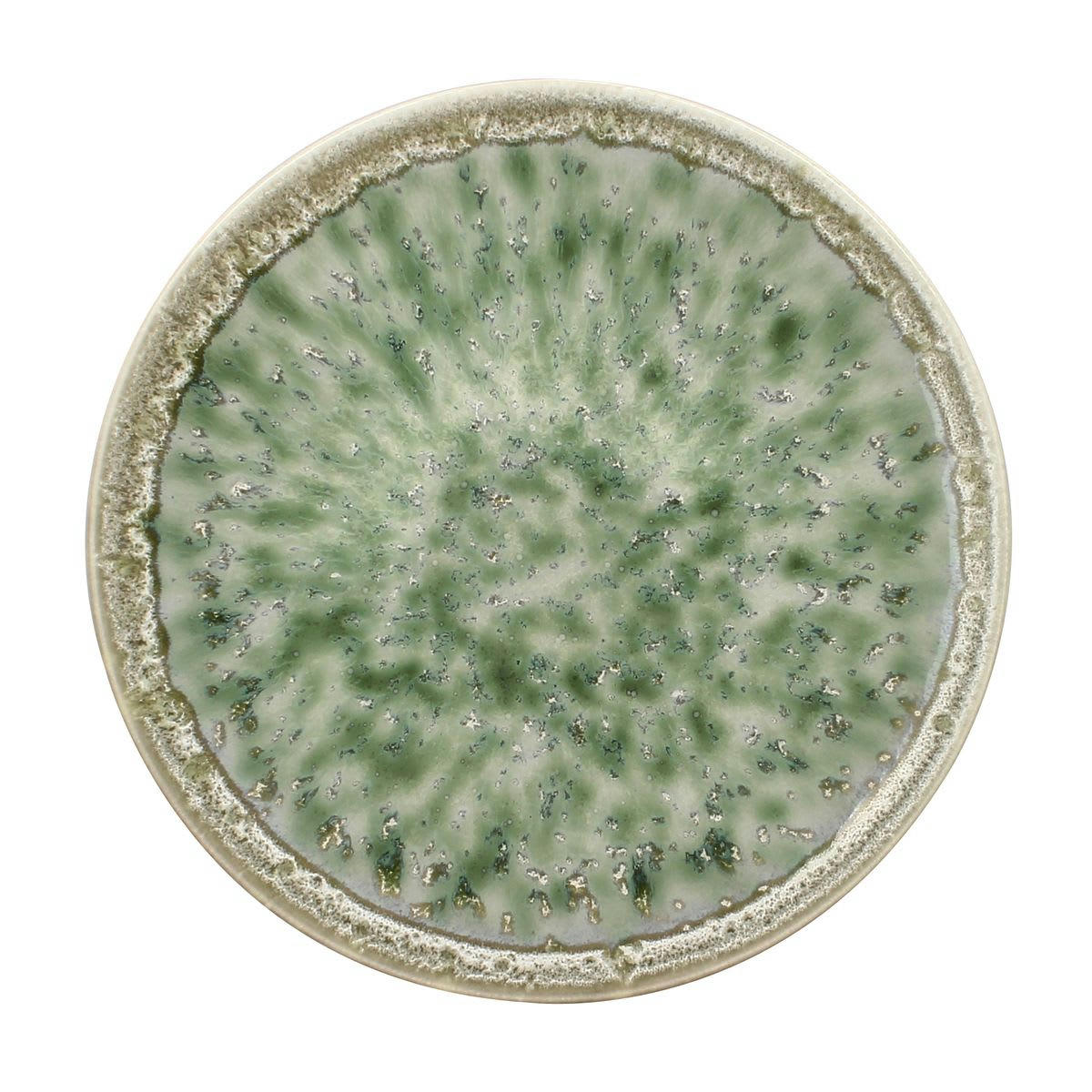 JADE - Lot de 6 assiettes plates en porcelaine émaillée verte 27cm