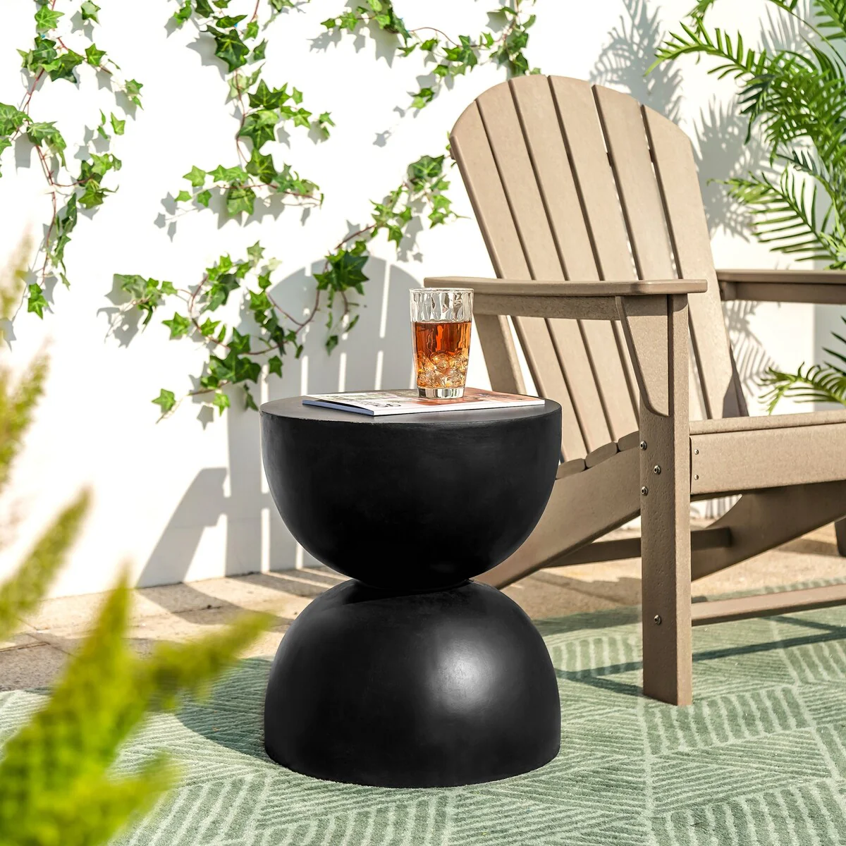 18H Modern Outdoor MGO Round Side Table Garden Stool - 15.75L X 15.75W X 17.75H