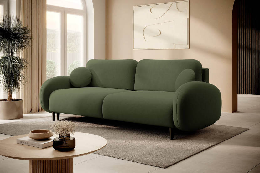 Nowoczesna sofa z funkcją spania SOFTI- CIEMNA ZIELEŃ