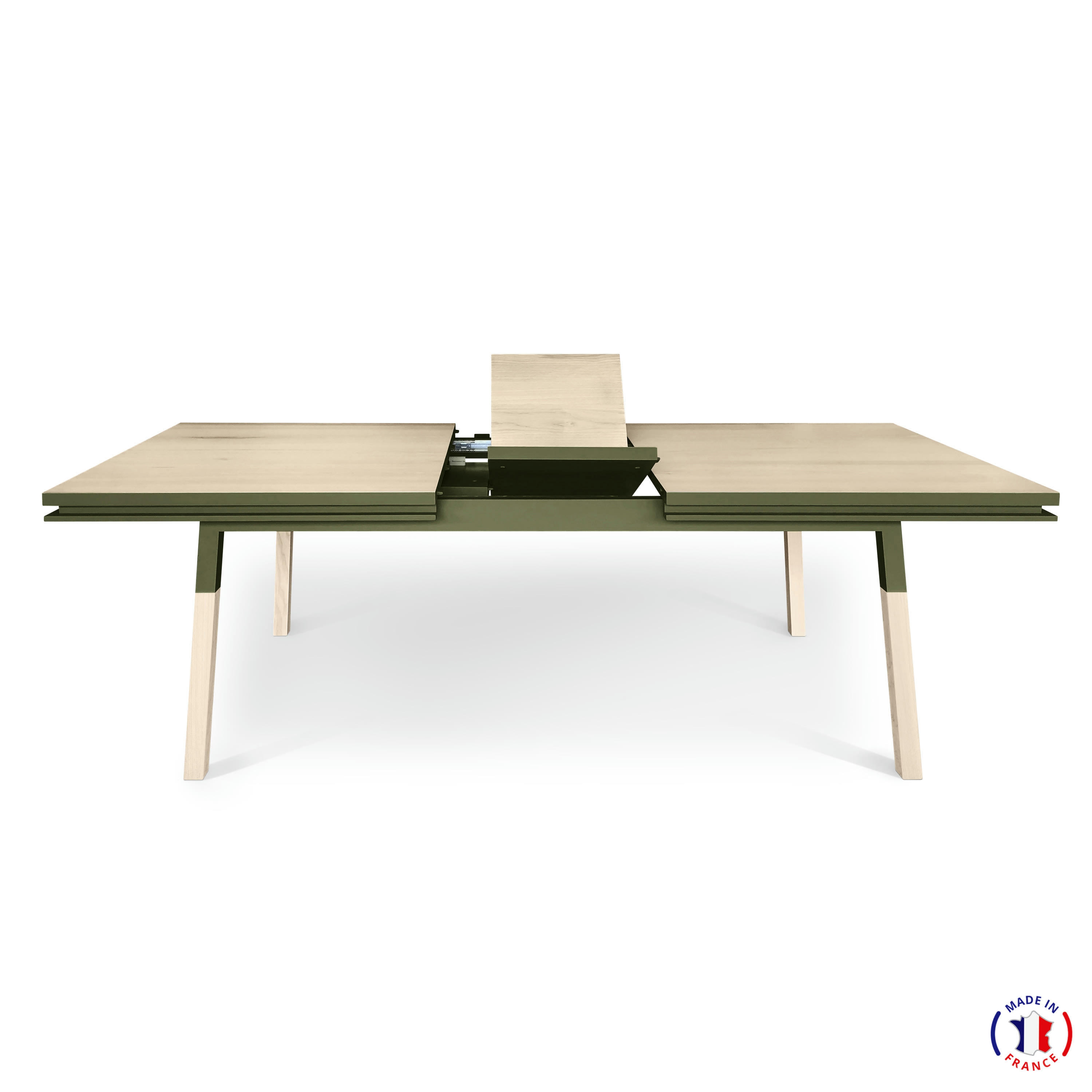 EGEE - Table 180x100 cm en frêne massif, 2 rallonges gris chocolat tanis