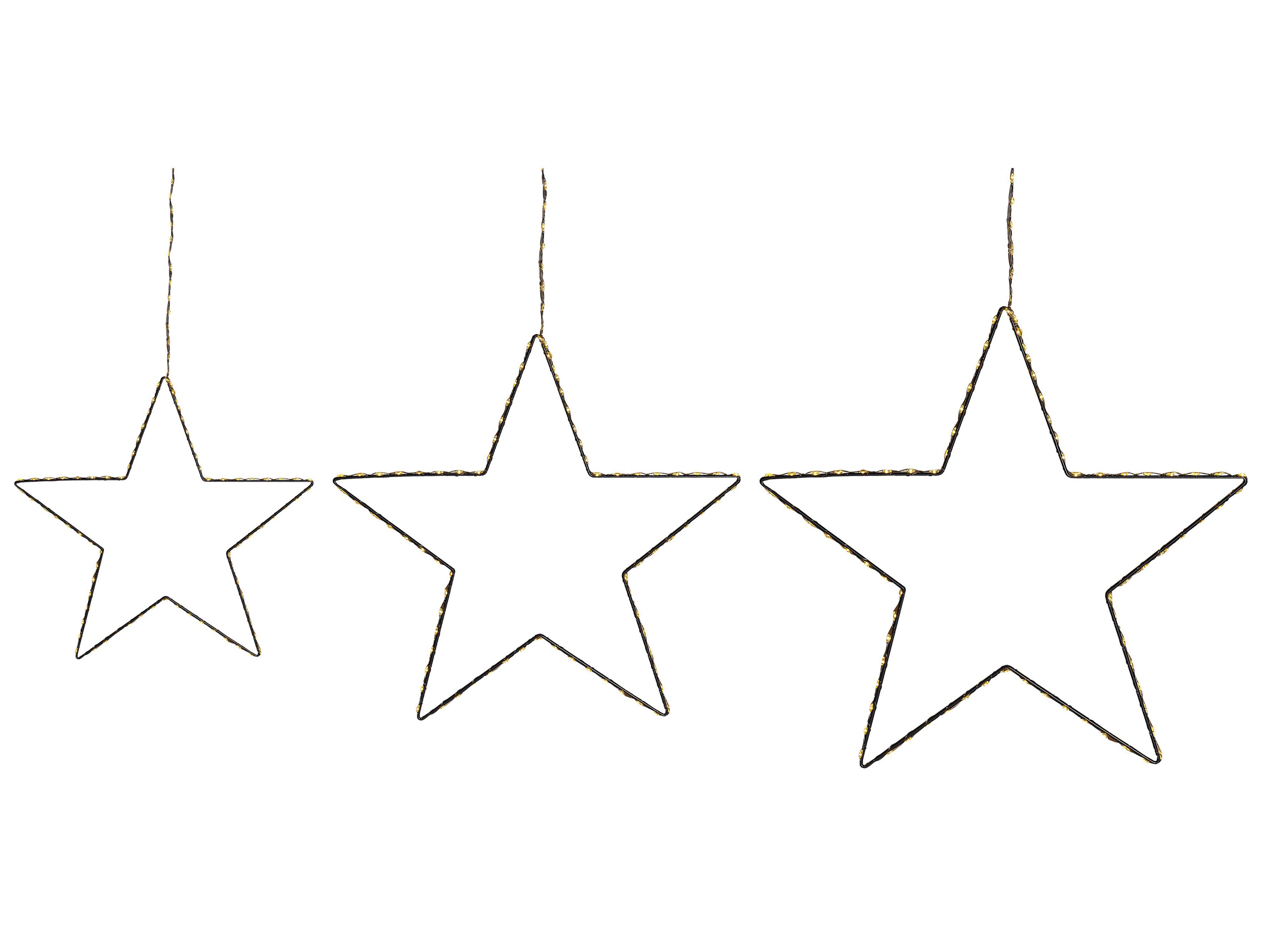 Set of 3 Hanging Decorations LED KUNNARI Star 50/40/30 cm Silver