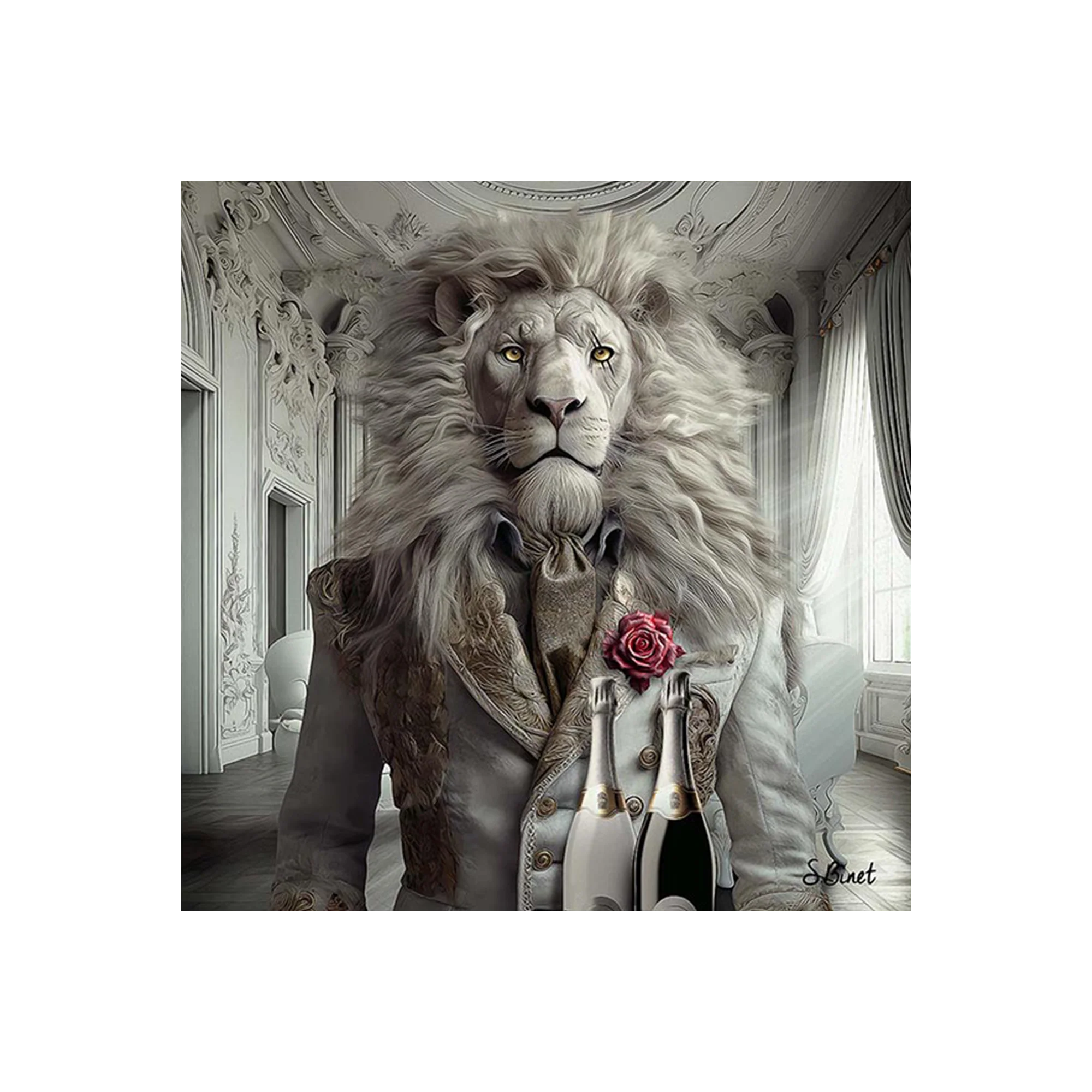 Tableau BINET LION CHESTERFIELD coloris noir