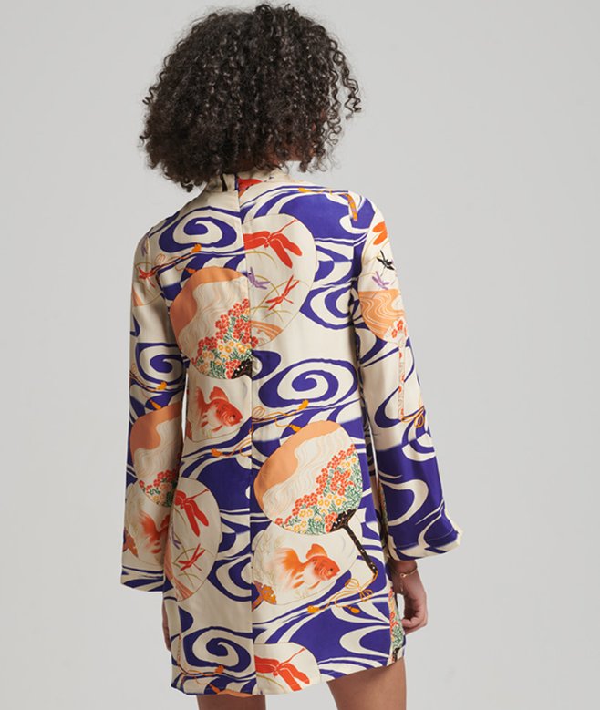 Printed Long Sleeve Mini Dress