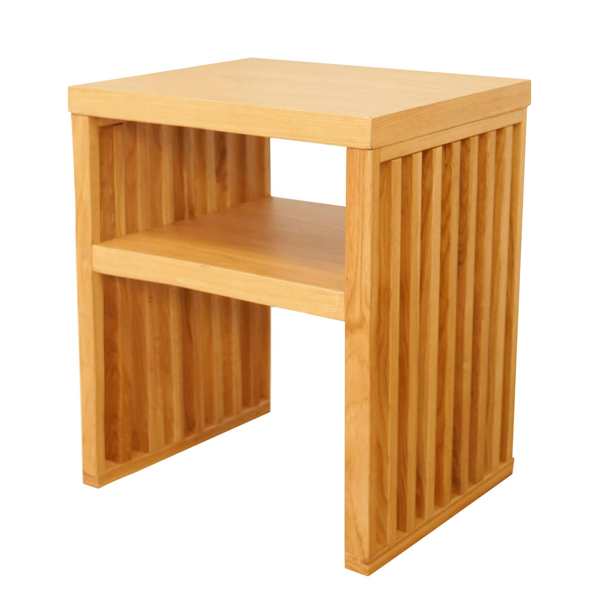 - Chevet à rainures en bois massif naturel