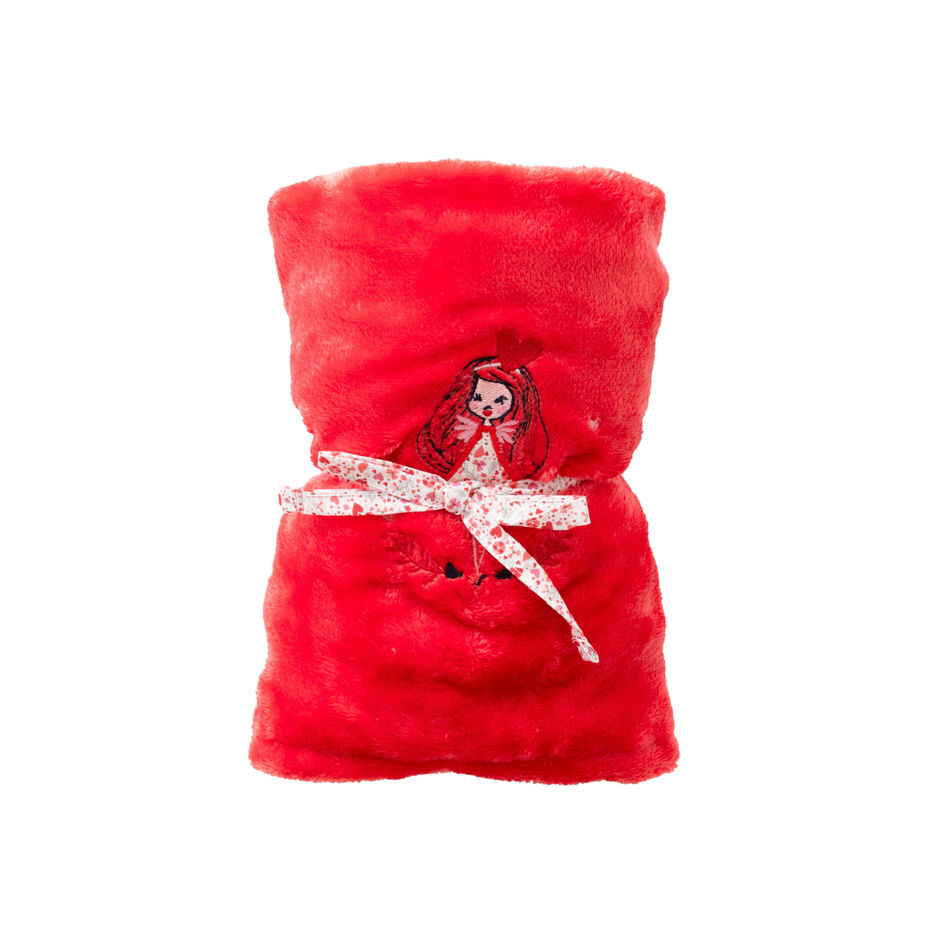MESREVES - Plaid Rouge Tendre brodé polaire rouge 70 x 100 cm