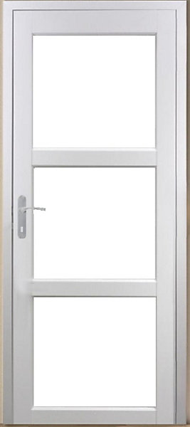 Bloc Porte Kenya Blanc Vitrage Transparent H204 X L83 Cm Côte Tableau P.droit Gd Menuiseries