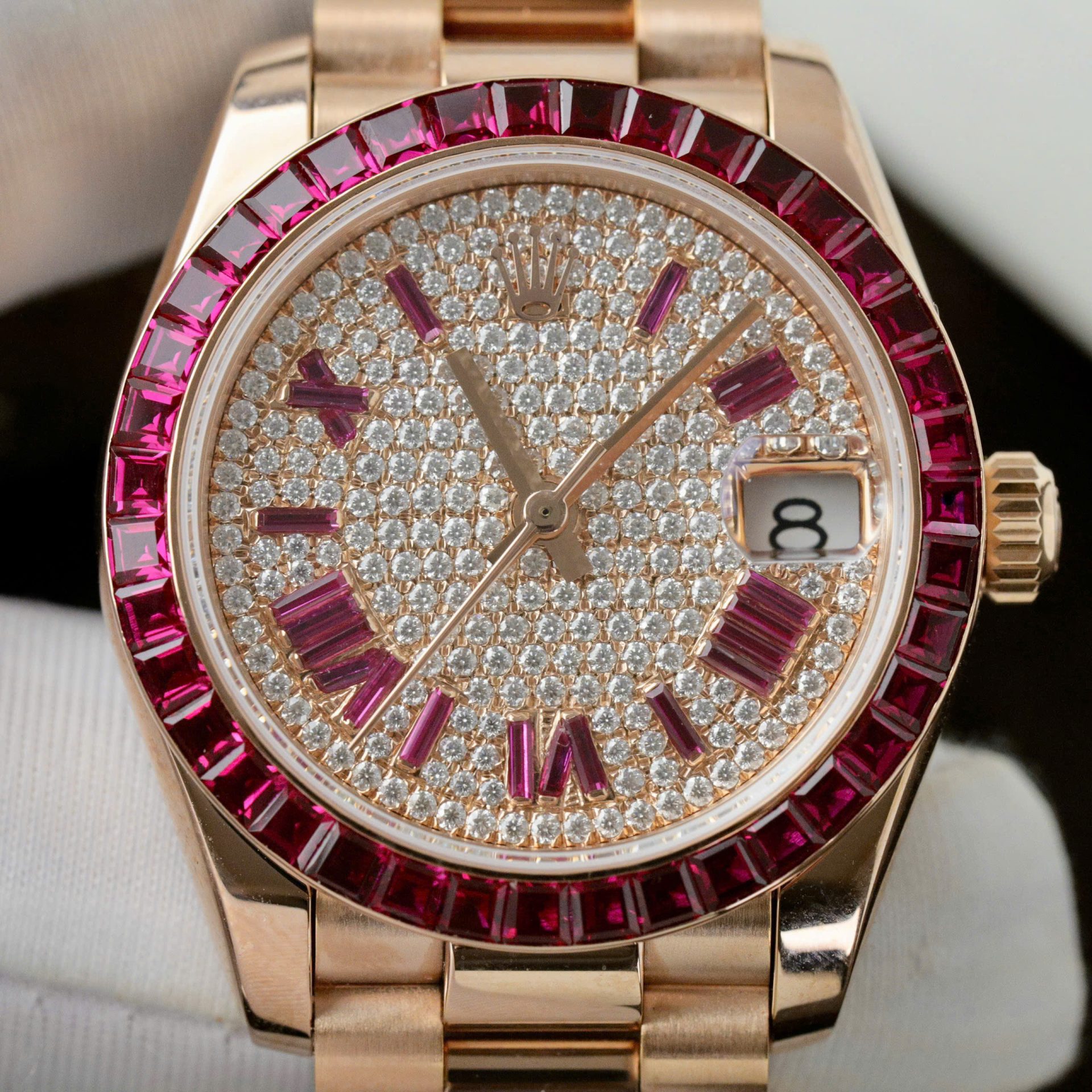Rolex Datejust RG Plated Diamond Dial Baguette Diamond 31mm Super Clone