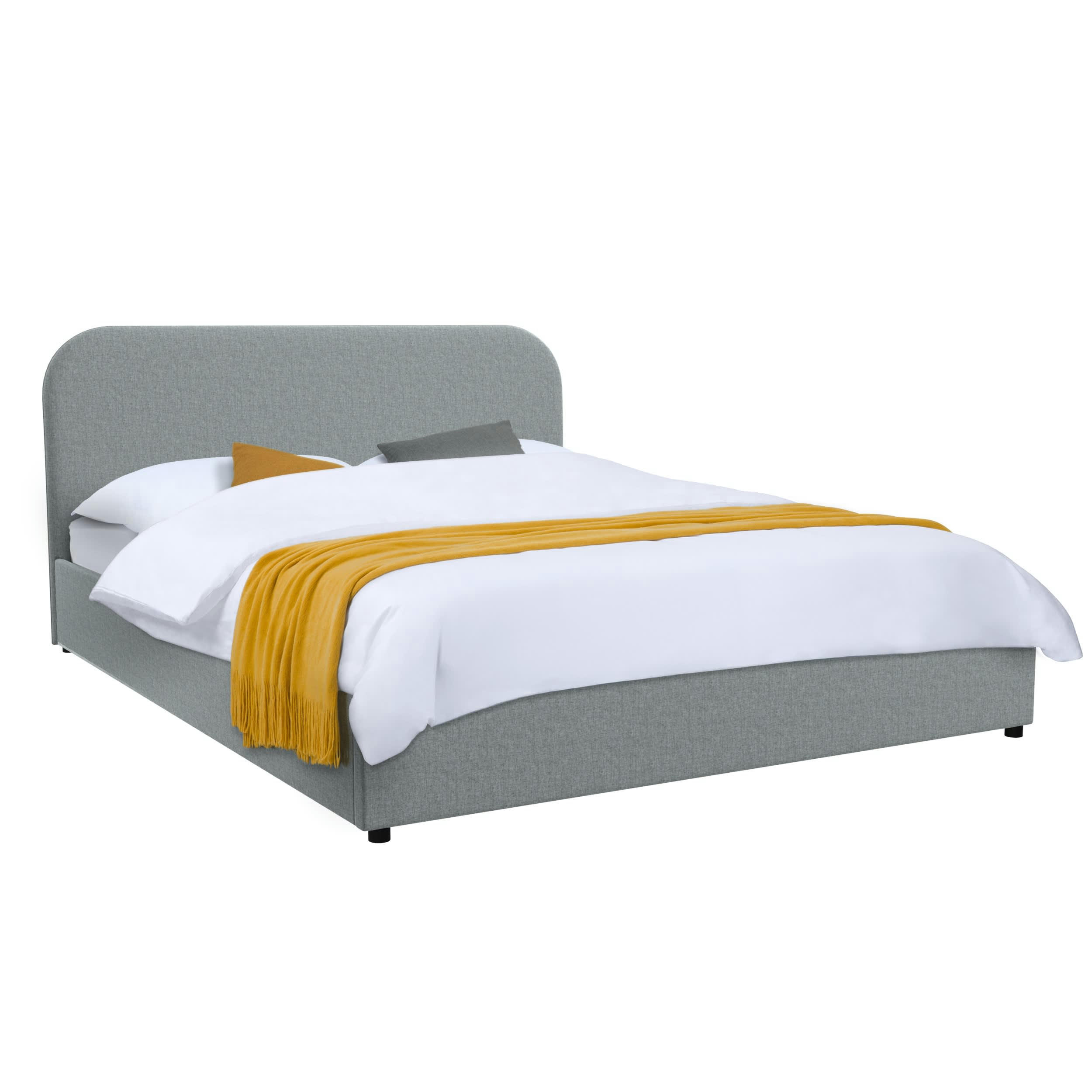 TILLY - Lit double 140x190 cm avec coffre en tissu gris