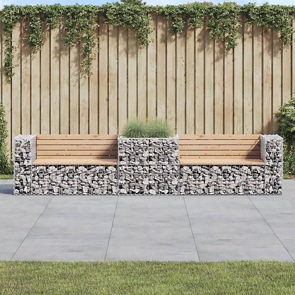 Banc de jardin avec panier en gabion bois massif de pin vidaXL