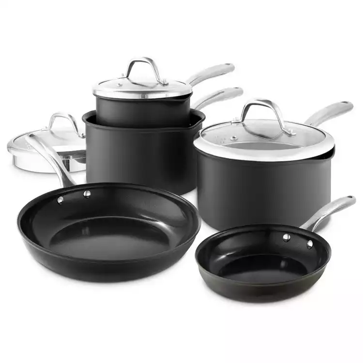 good FOOD Hard Anodised Forged Aluminium 5 piece Pan Set