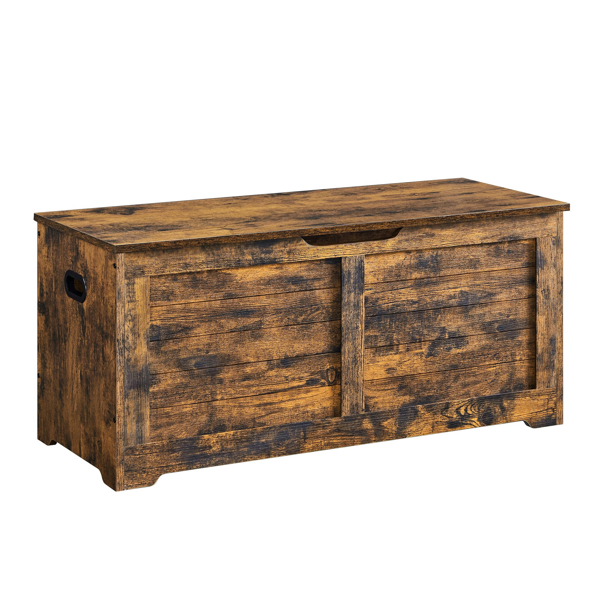 - Coffre de rangement style industriel effet bois marron rustique