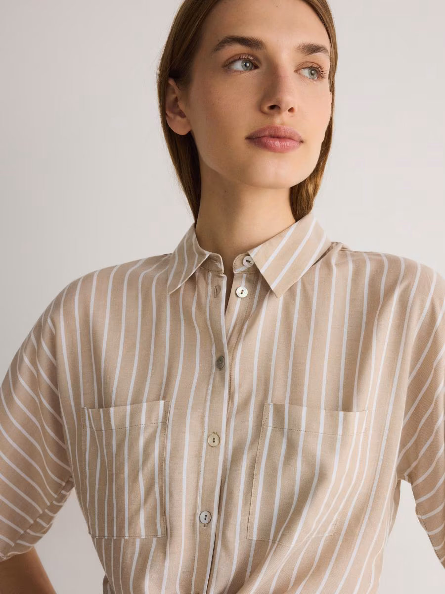 Cropped Shirt With Tie Detail
