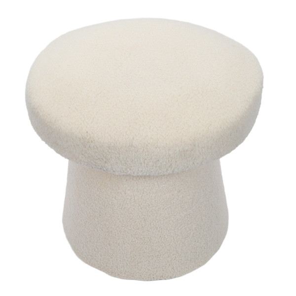 Pufa okrągła tapicerowana TEDDY grzybek boucle, Ø 43 x 38 cm
