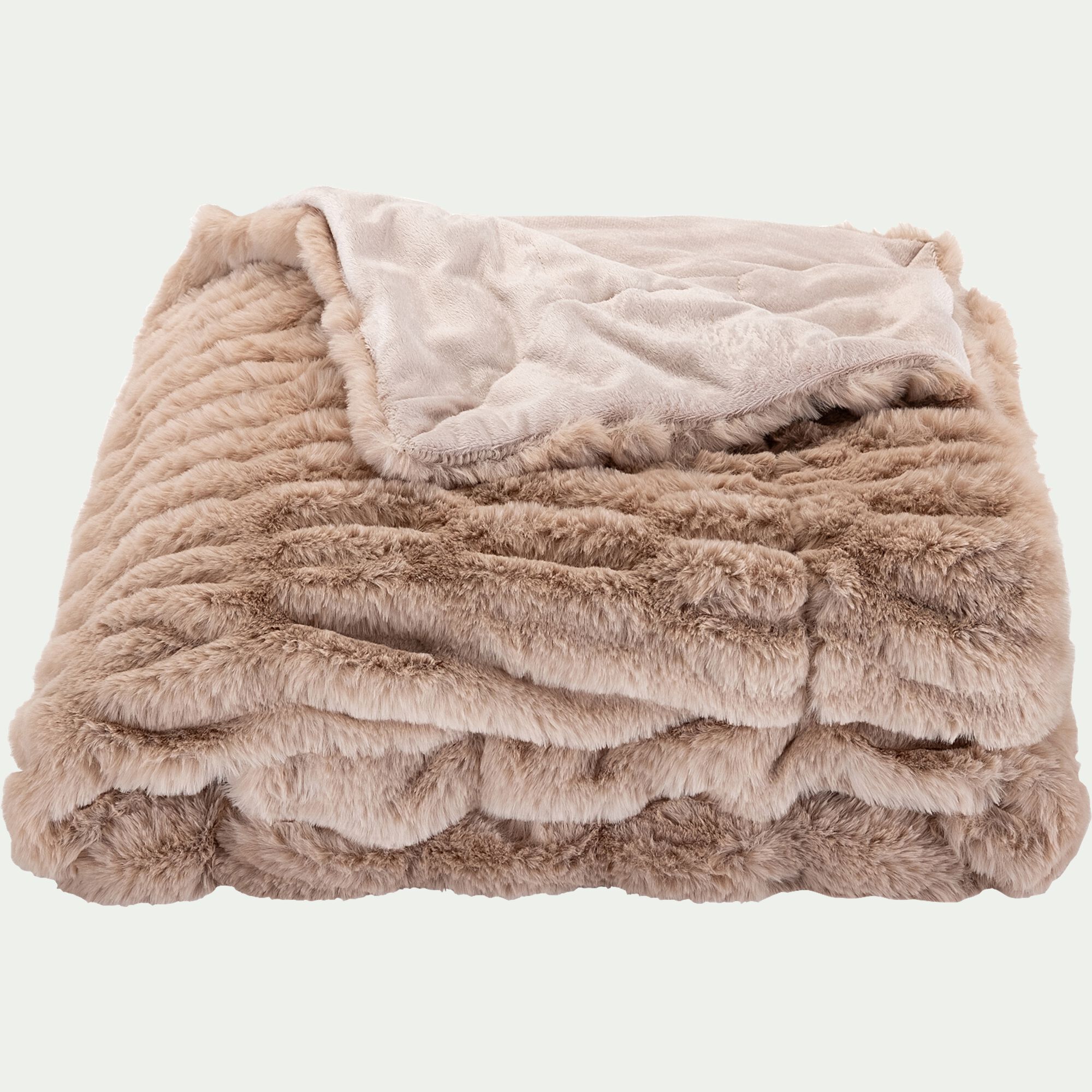 CARINO - Plaid imitation fourrure - beige alpilles 130x170cm