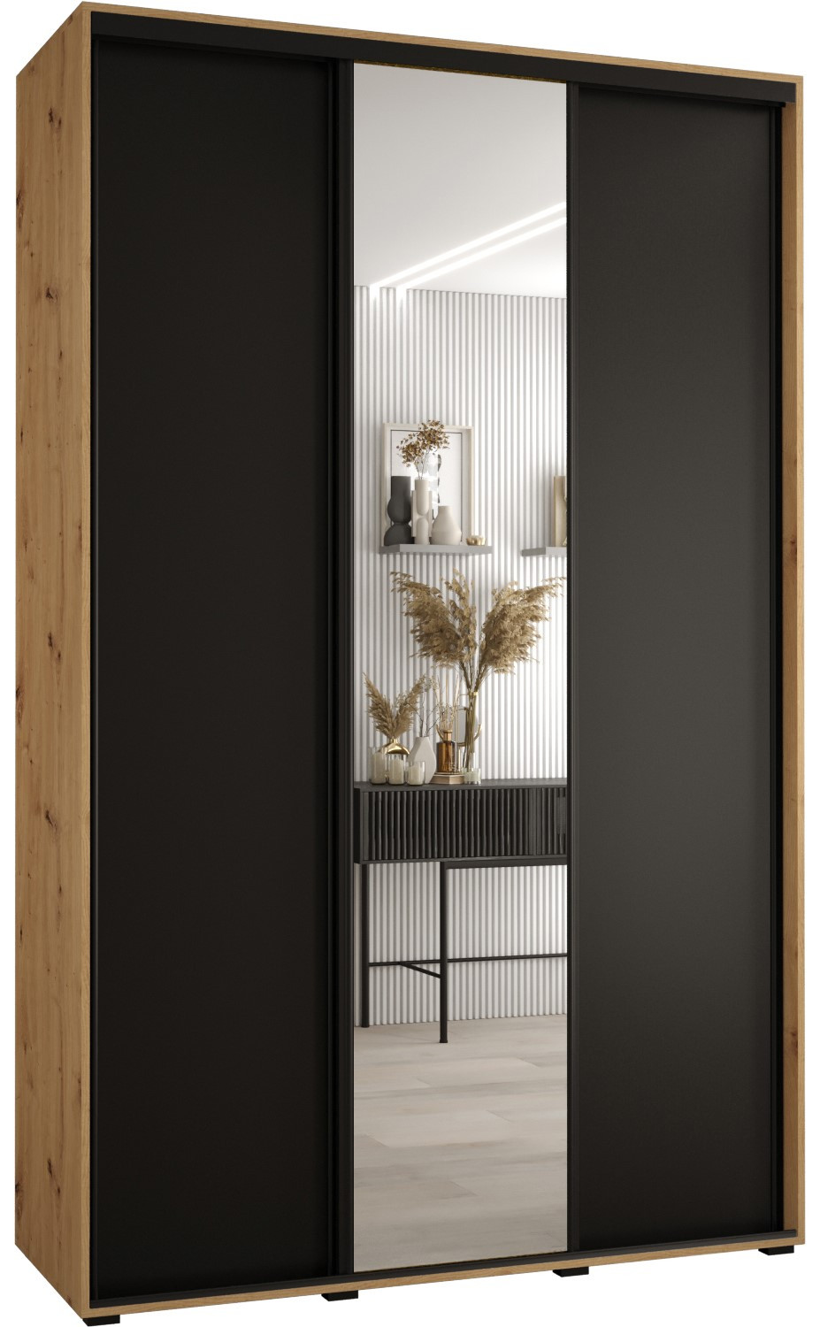 Szafa przesuwna 45 wysoka Davos 3 160 artisan czarny czarny