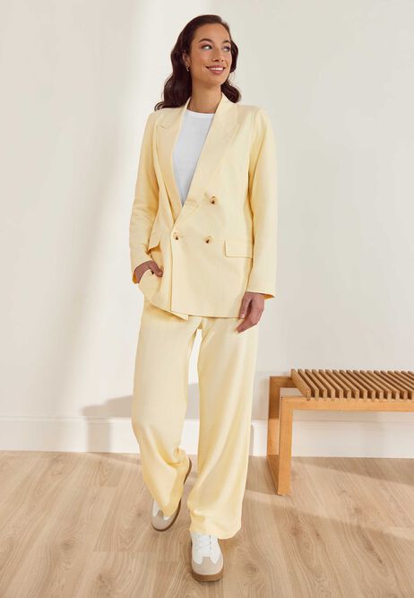 Womens Lemon Drawstring Linen Blend Trousers