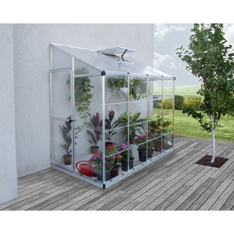 Serre adossée en polycarbonate Lean To argentée 2,9 m² CANOPIA