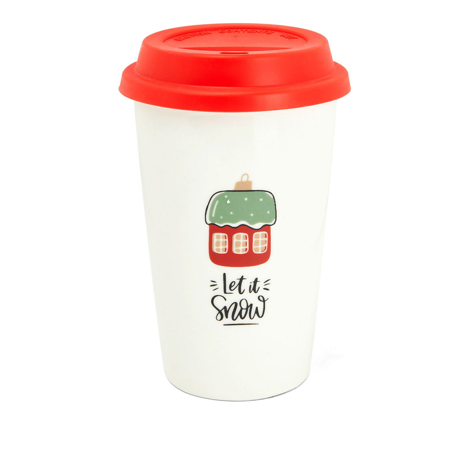 Tazza natalizia 300 ml coperchio Let it snow