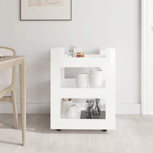 NNEVL Kitchen Trolley High Gloss White 60x45x80 cm Engineered Wood
