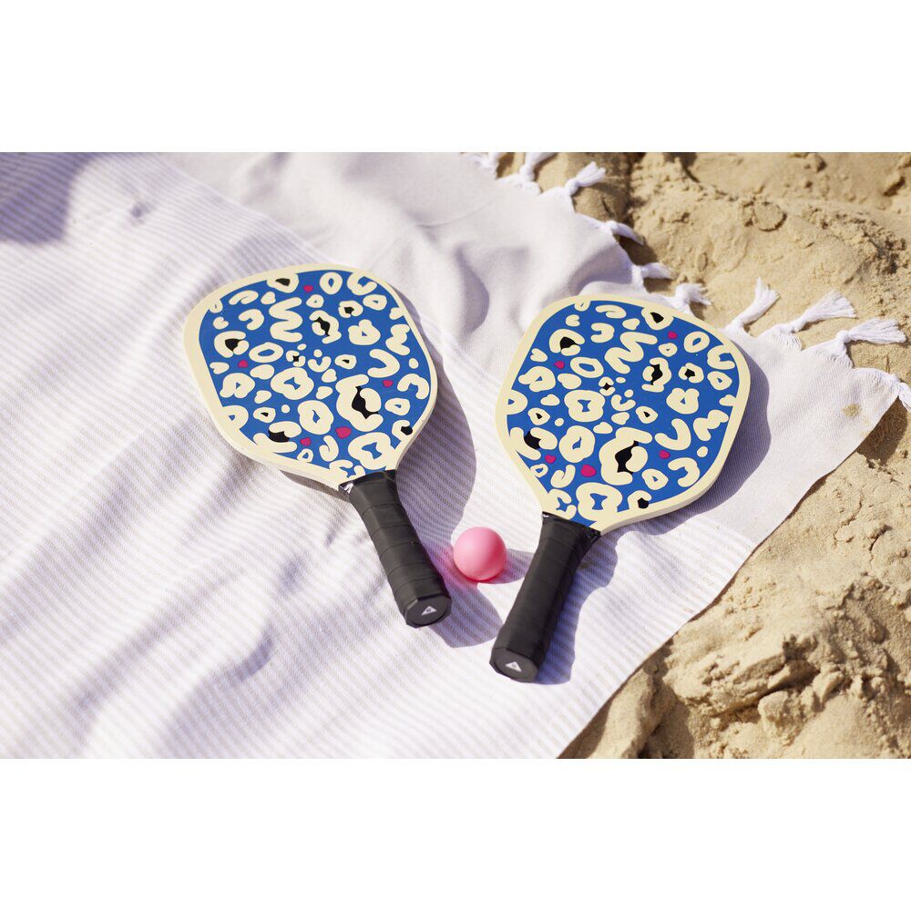 Raquette de plage léopard bleu   balle