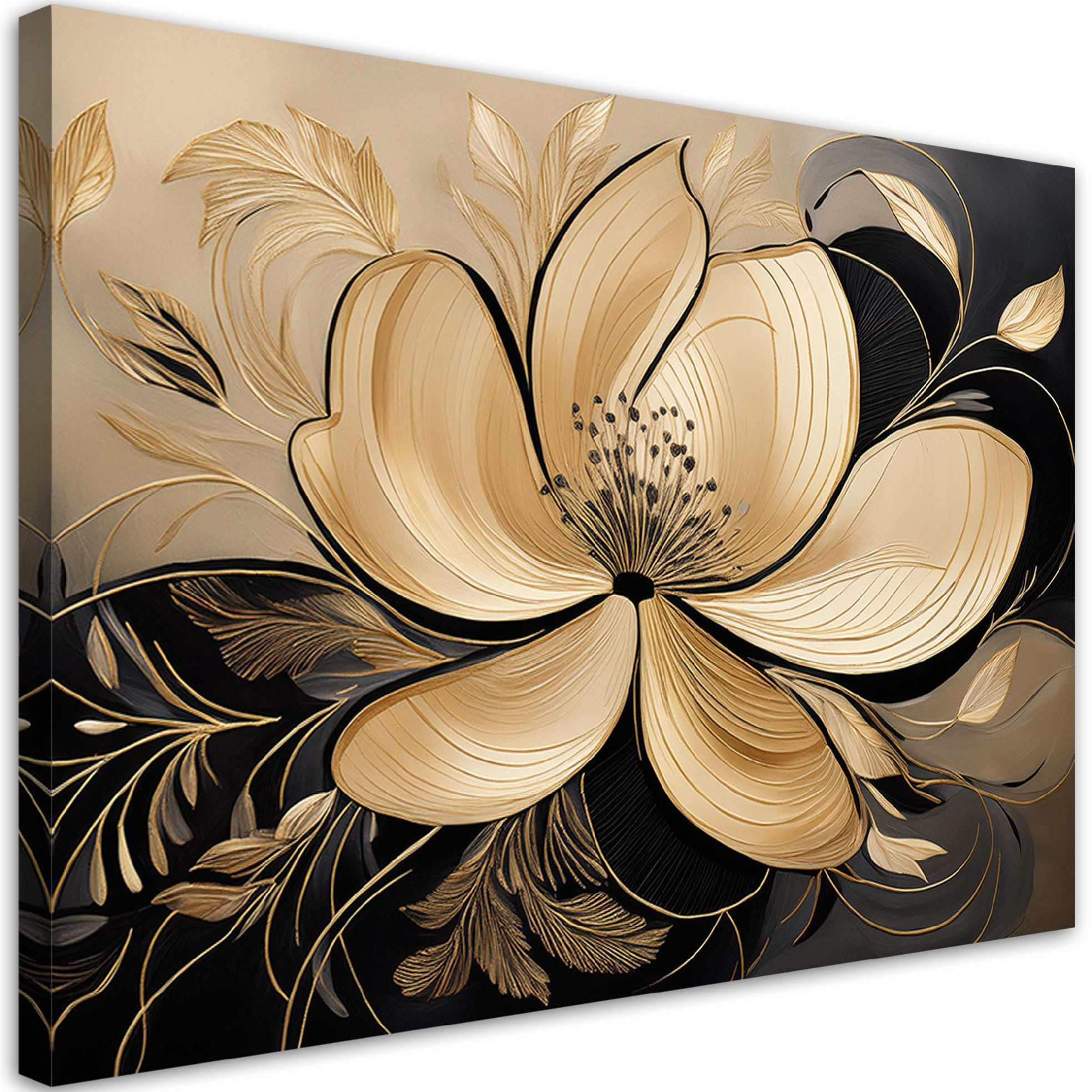 Feeby Obraz na płótnie, Kwiaty Liście Glamour 60x40