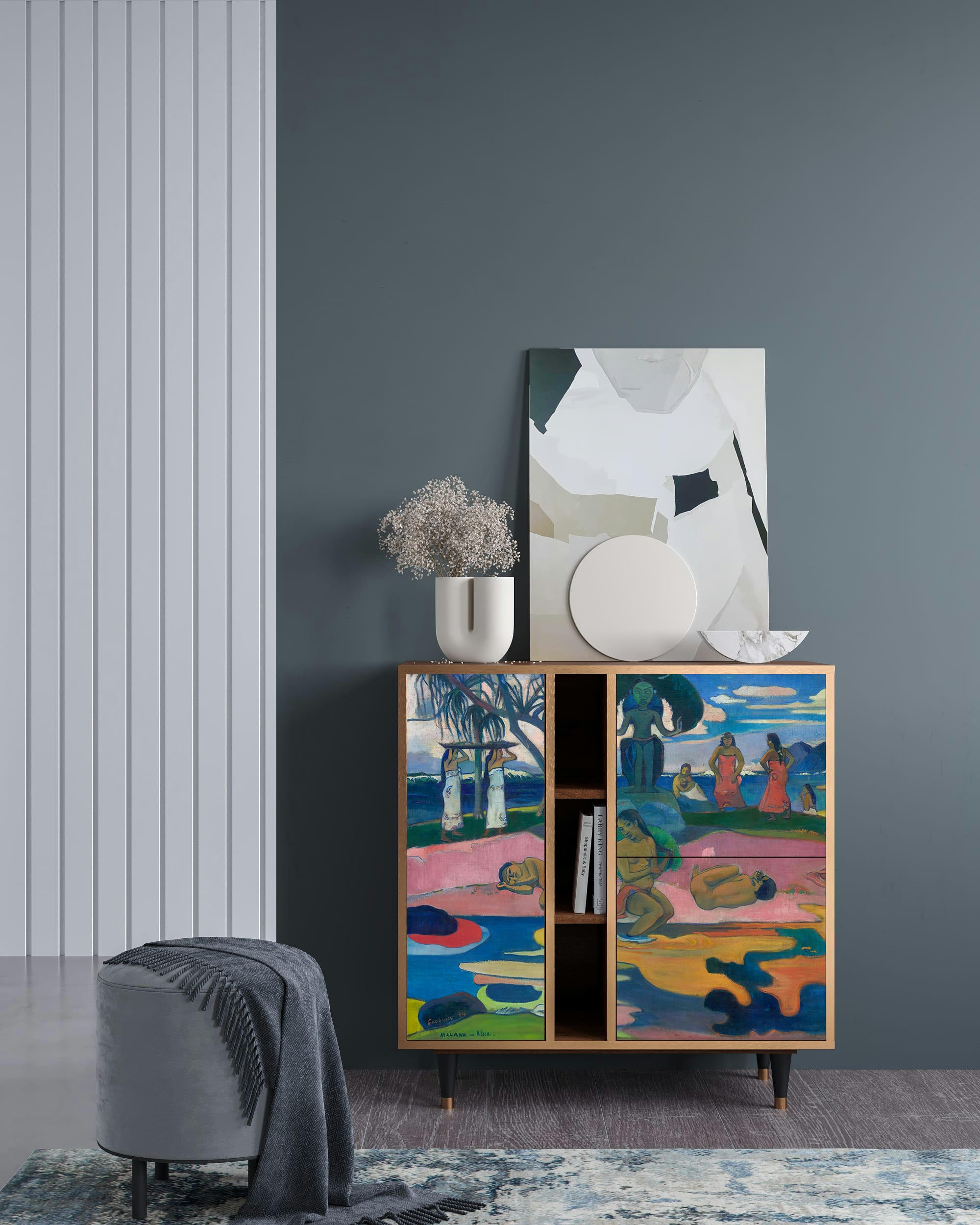 DAY OF THE GOD BY PAUL GAUGUIN - Buffet  multicolore 3 portes L 94 cm