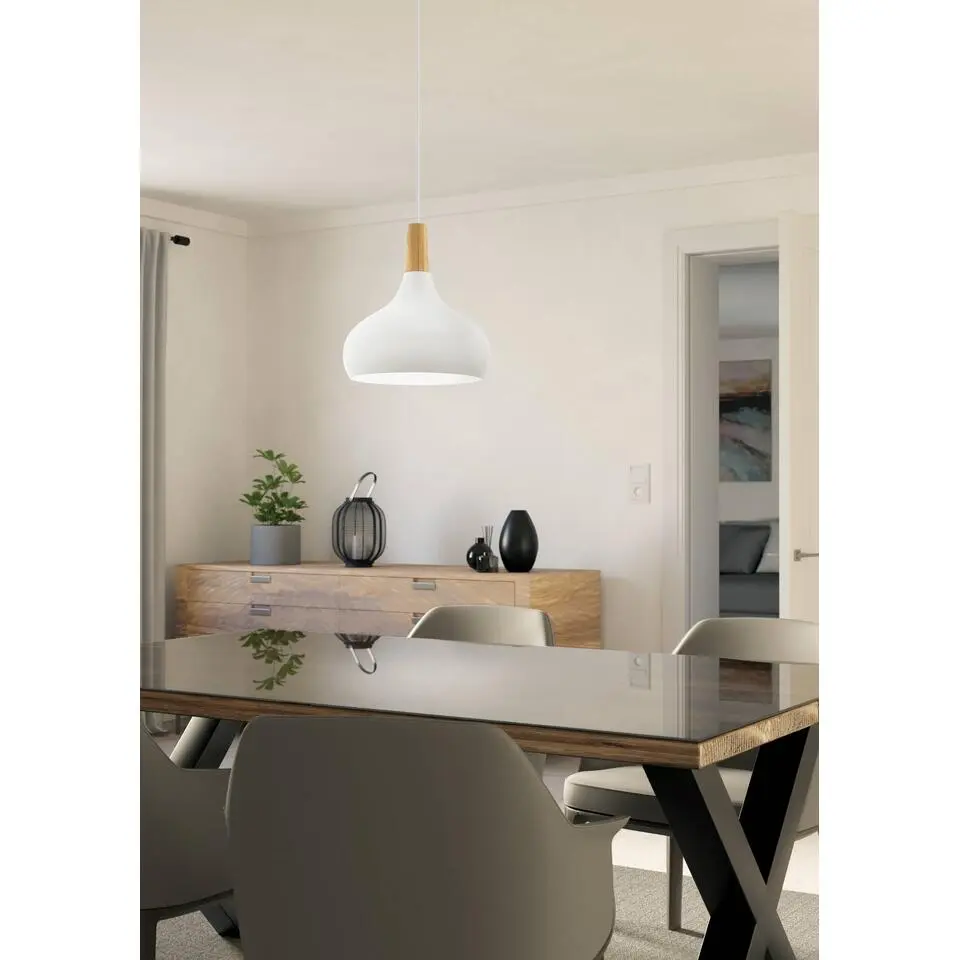 EGLOSabinarHanglamp-E27-&Oslash;28cm-Wit/Bruin