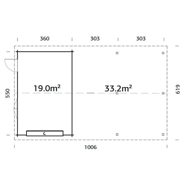 Garage »Roger«, Aufstellmaße BxTxH: 1006 x 619 x 316 cm, Blockbohlensystem, Holz