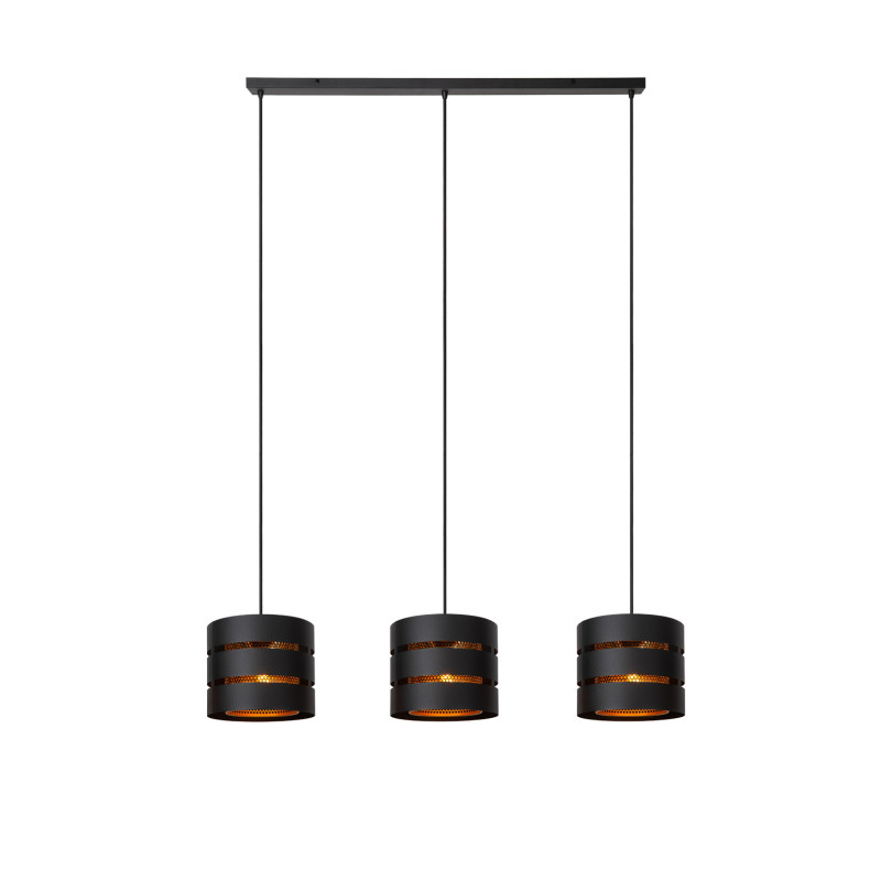 Suspension Rosas noire et or E27 3 x 40 W LUCIDE