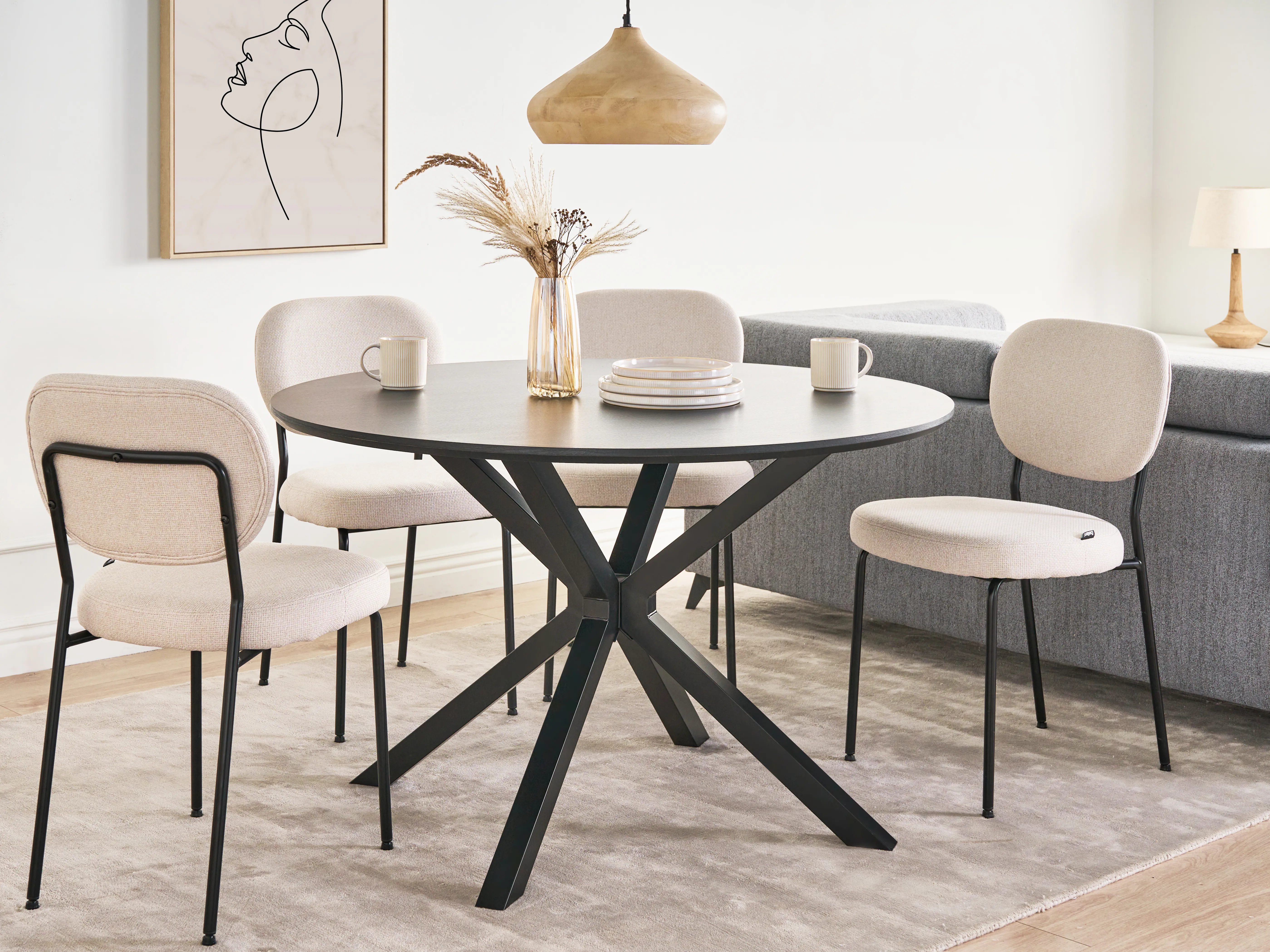 Dining Table FITZROY Black 120 cm 120 cm