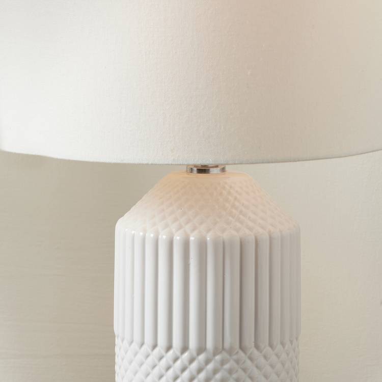 Pacific Meribel Ceramic Geo Textured Tall Table Lamp - White