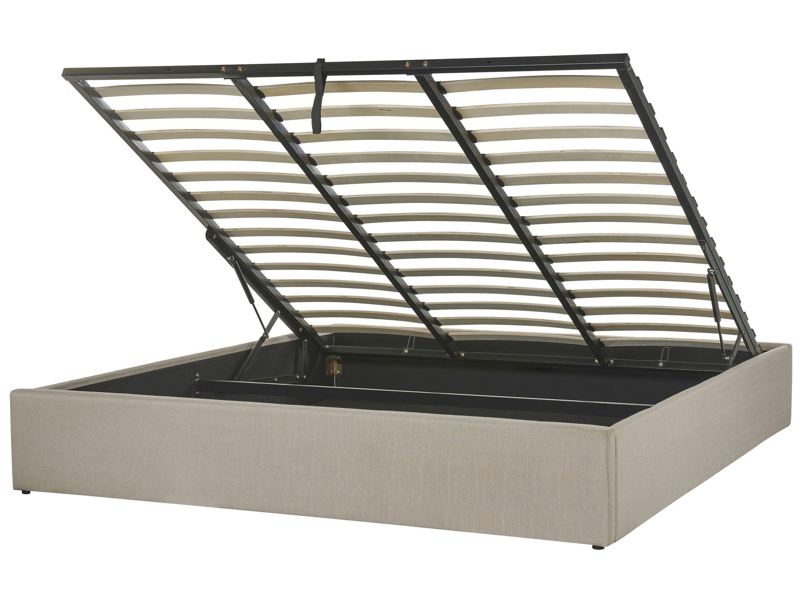 DINAN - Lit double en tissu beige 180x200