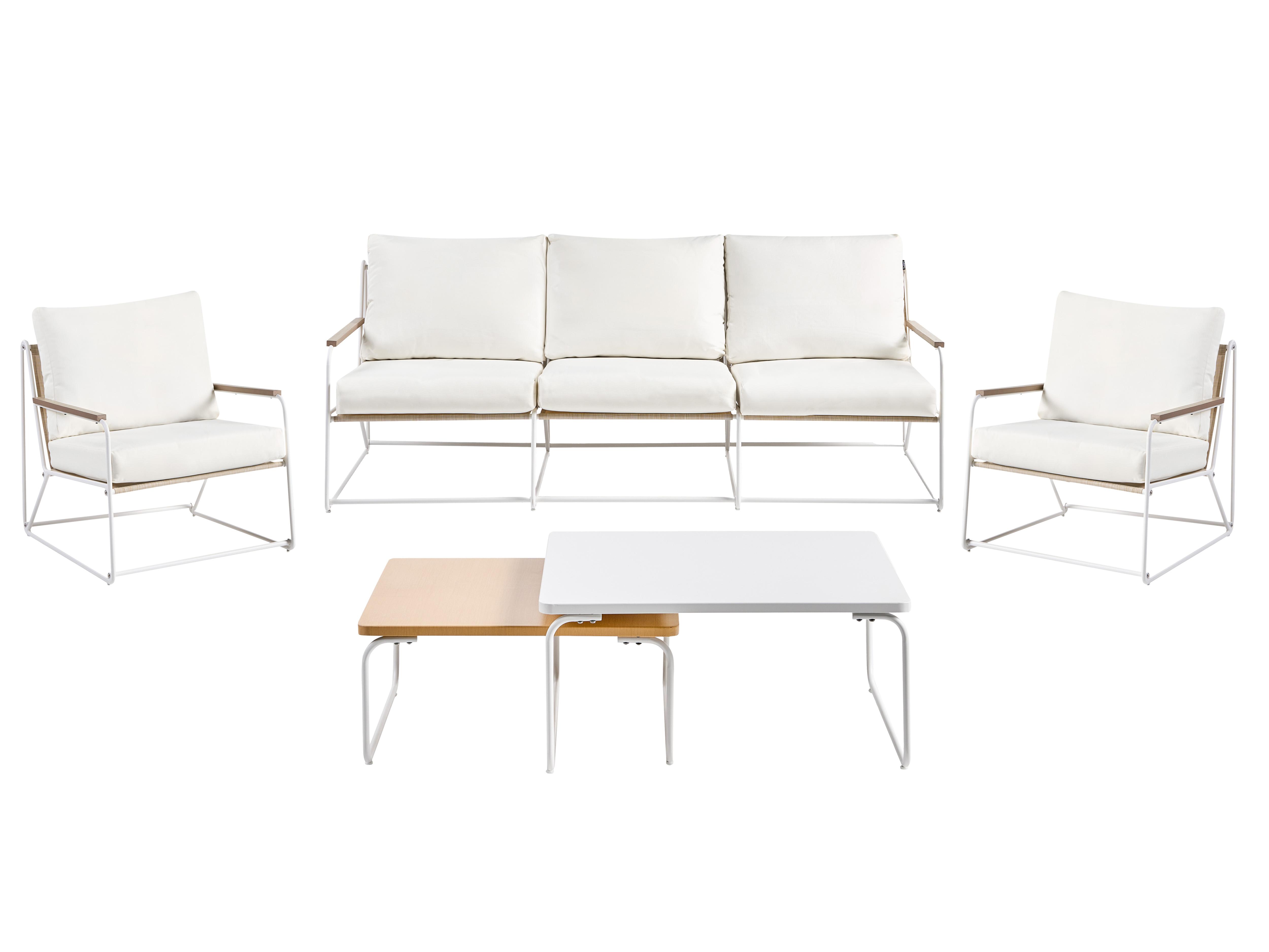 Garden Sofa Set 5 Seater VENARIA with Tables Metal Beige/ White